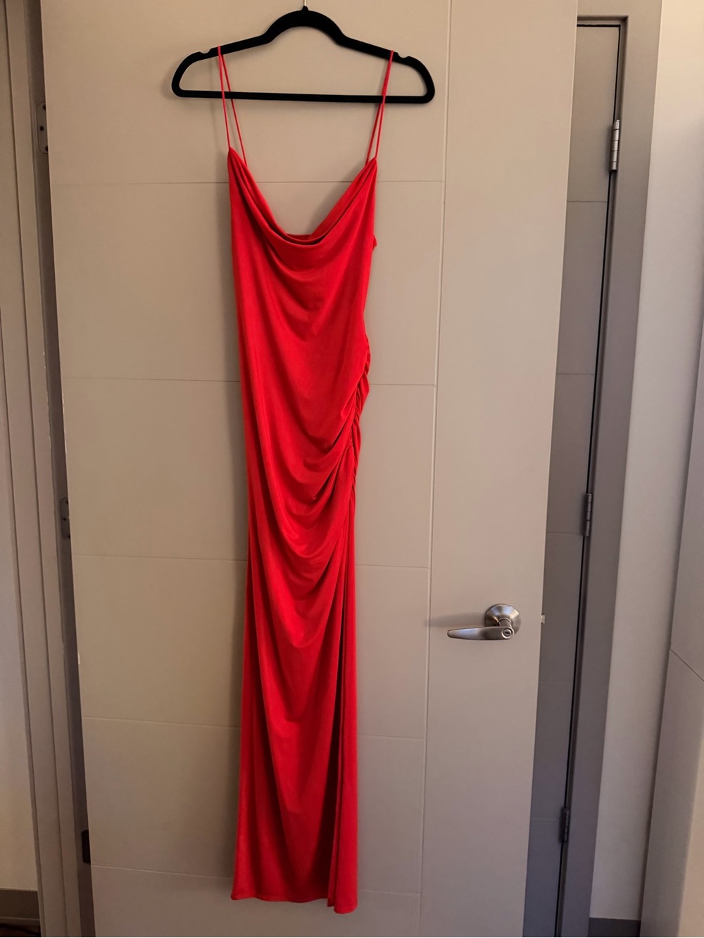 Lovers + Friends Red Cowl-Ruched Maxi Slip Dress